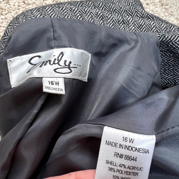 Womens Blazer size 16 Gray Herringbone Jacket Emily Acrylic Wool Career Office - Picture 9 of 9